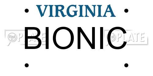 BIONIC Virginia License Plate