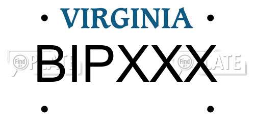 BIPXXX Virginia License Plate