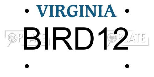 BIRD12 Virginia License Plate