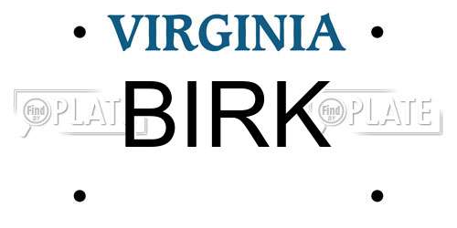 BIRK Virginia License Plate