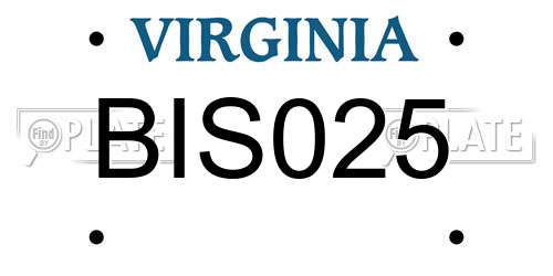 BIS025 Virginia License Plate