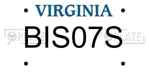 BIS07S Virginia License Plate