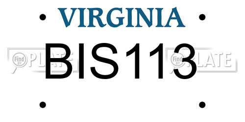 BIS113 Virginia License Plate