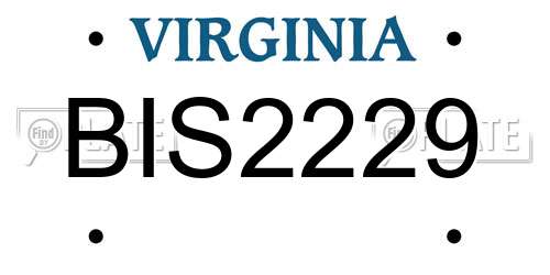 BIS2229 Virginia License Plate