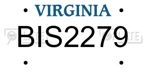 BIS2279 Virginia License Plate
