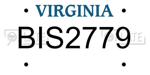 BIS2779 Virginia License Plate