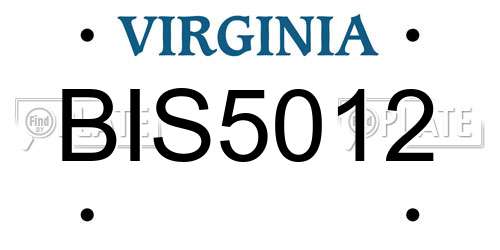 BIS5012 Virginia License Plate