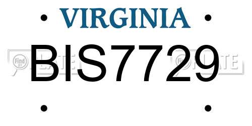 BIS7729 Virginia License Plate