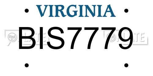 BIS7779 Virginia License Plate
