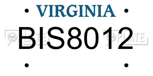 BIS8012 Virginia License Plate