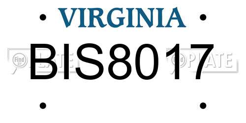 BIS8017 Virginia License Plate