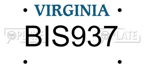 BIS937 Virginia License Plate