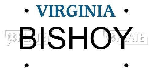 BISHOY Virginia License Plate