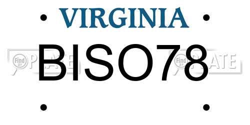 BISO78 Virginia License Plate