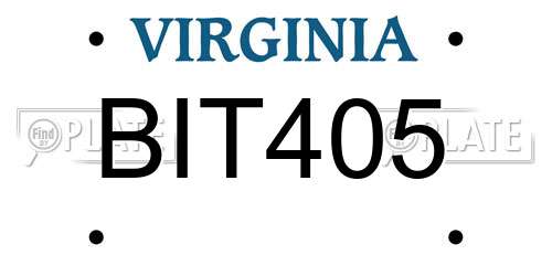 BIT405 Virginia License Plate