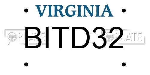 BITD32 Virginia License Plate