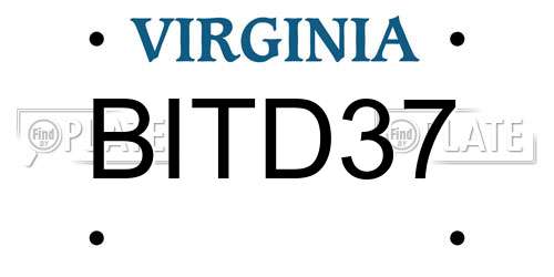 BITD37 Virginia License Plate