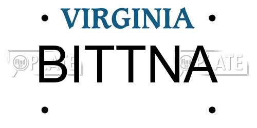 BITTNA Virginia License Plate