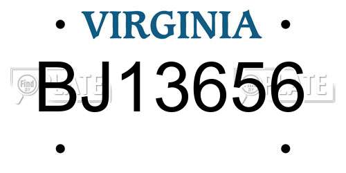 BJ13656 Virginia License Plate