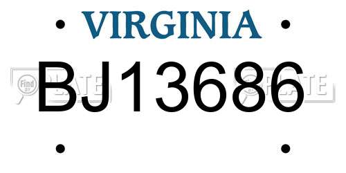BJ13686 Virginia License Plate