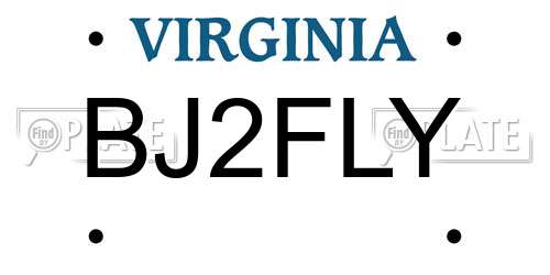 BJ2FLY Virginia License Plate