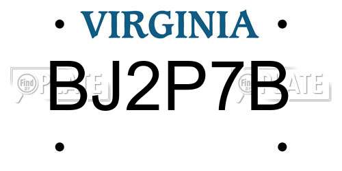 BJ2P7B Virginia License Plate