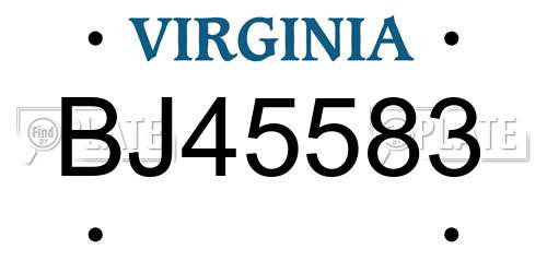 BJ45583 Virginia License Plate