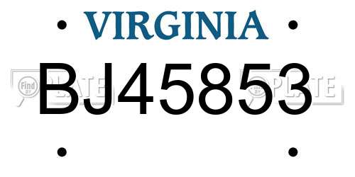 BJ45853 Virginia License Plate