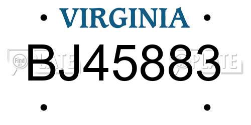 BJ45883 Virginia License Plate