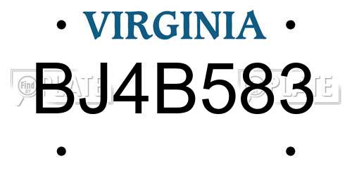 BJ4B583 Virginia License Plate