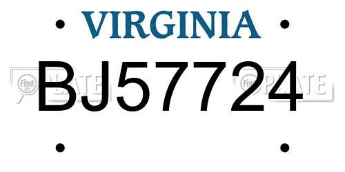 BJ57724 Virginia License Plate