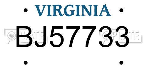 BJ57733 Virginia License Plate