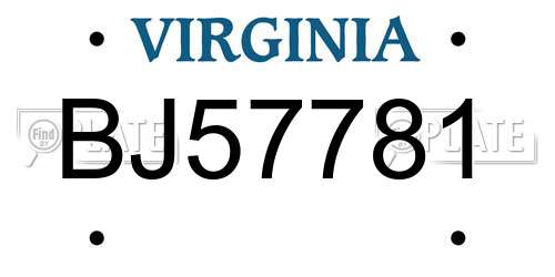 BJ57781 Virginia License Plate