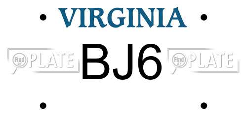BJ6 Virginia License Plate