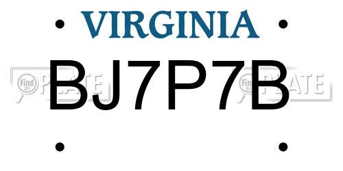 BJ7P7B Virginia License Plate