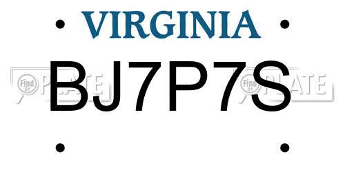 BJ7P7S Virginia License Plate