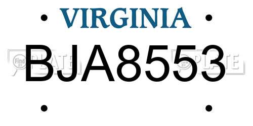 BJA8553 Virginia License Plate