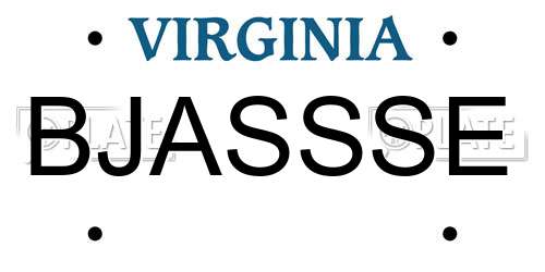 BJASSSE Virginia License Plate