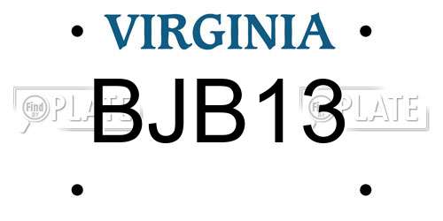 BJB13 Virginia License Plate