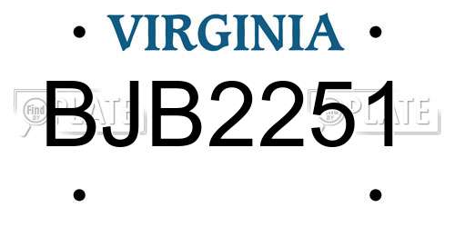 BJB2251 Virginia License Plate