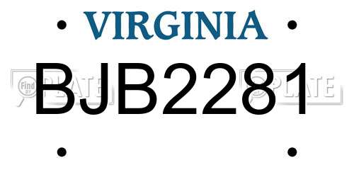 BJB2281 Virginia License Plate