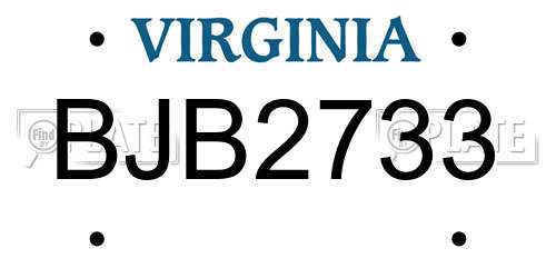 BJB2733 Virginia License Plate