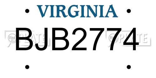 BJB2774 Virginia License Plate