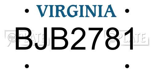 BJB2781 Virginia License Plate