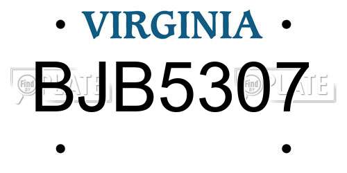 BJB5307 Virginia License Plate