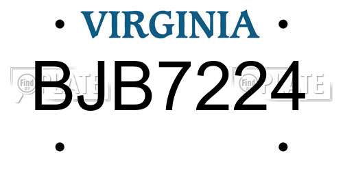 BJB7224 Virginia License Plate