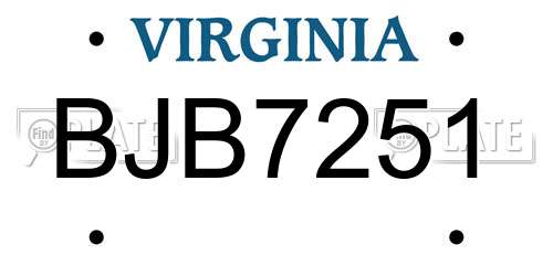 BJB7251 Virginia License Plate