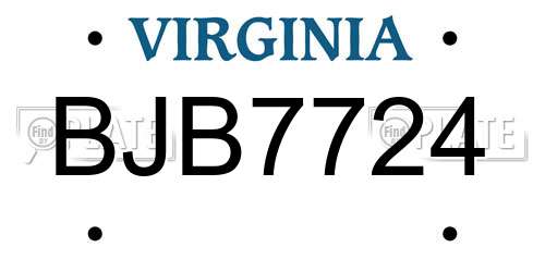 BJB7724 Virginia License Plate