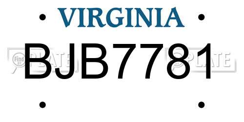 BJB7781 Virginia License Plate