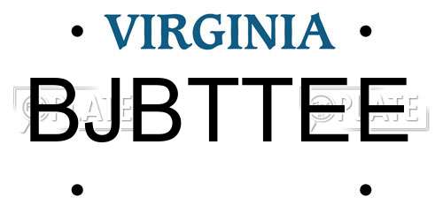 BJBTTEE Virginia License Plate